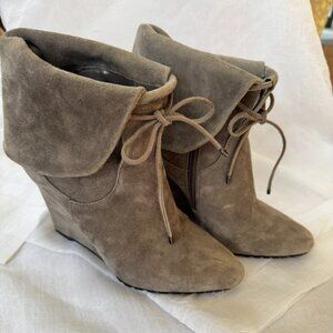 White House Black Market Suede Wedge Heel boots - size 7